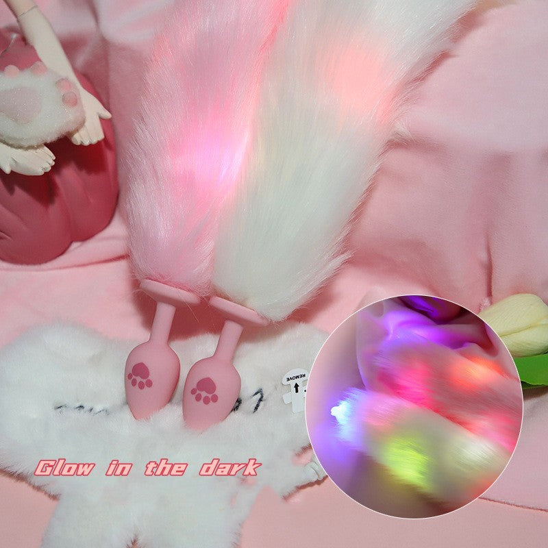 GLOWING RABBIT FOX TAIL ANAL PLUG AD008