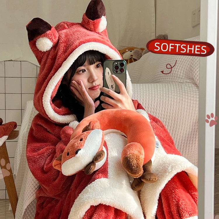 Cartoon fox plush pajamas S006