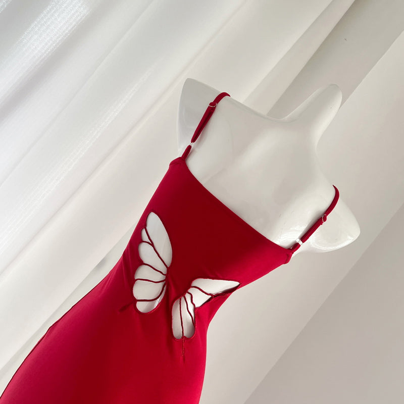 Butterfly halter dress S351