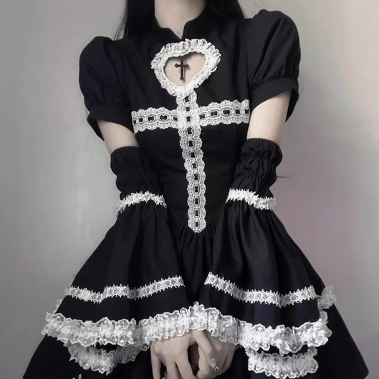 Dark Lolita fluffy black dress  SS3200