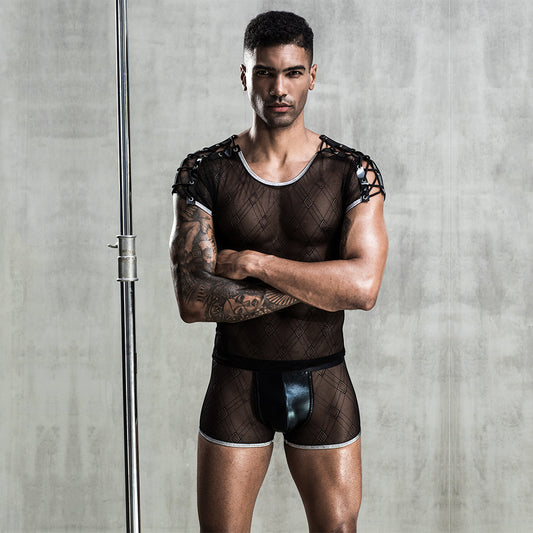 Men's black see-through suit SS3469