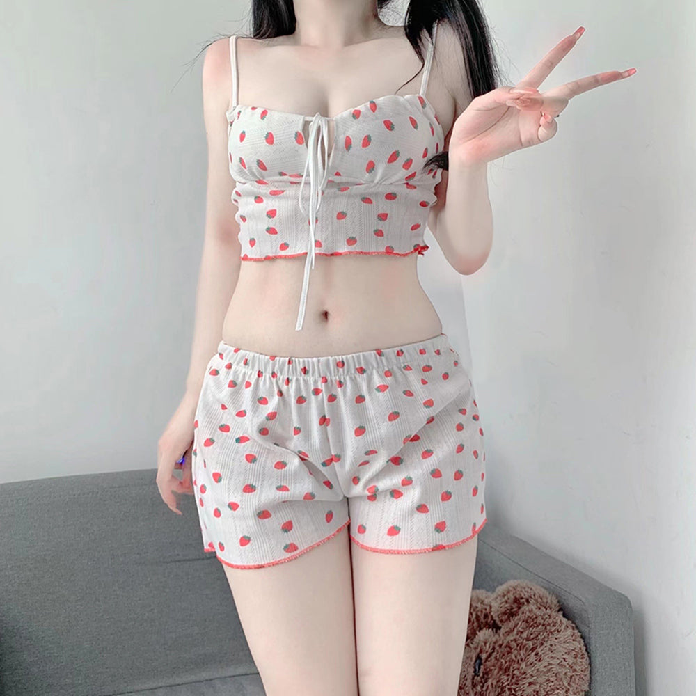 Strawberry suspenders + shorts S398