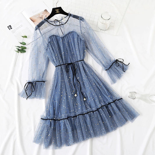 "4 COLORS FAIRY PAILLETTE LACE TULLE" DRESS H262