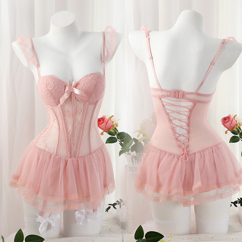 Lace suspender nightgown S068