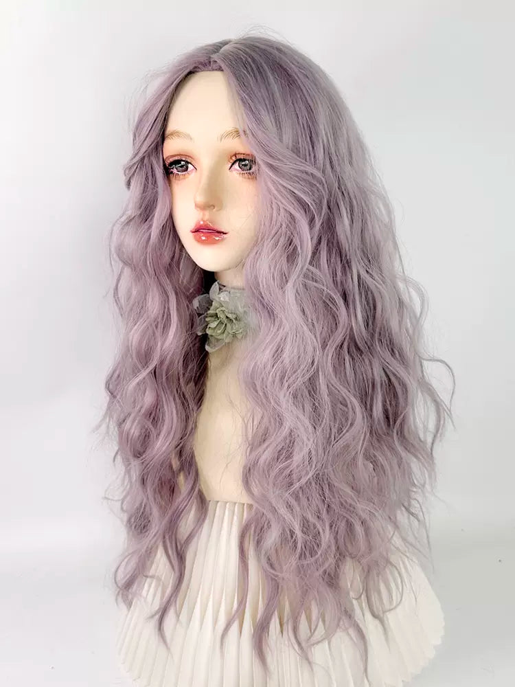 Purple curly wig W005