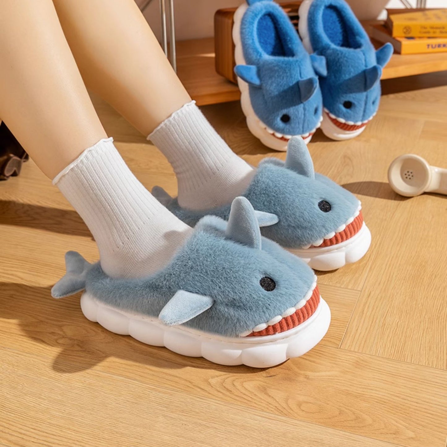 Plush shark slippers S165