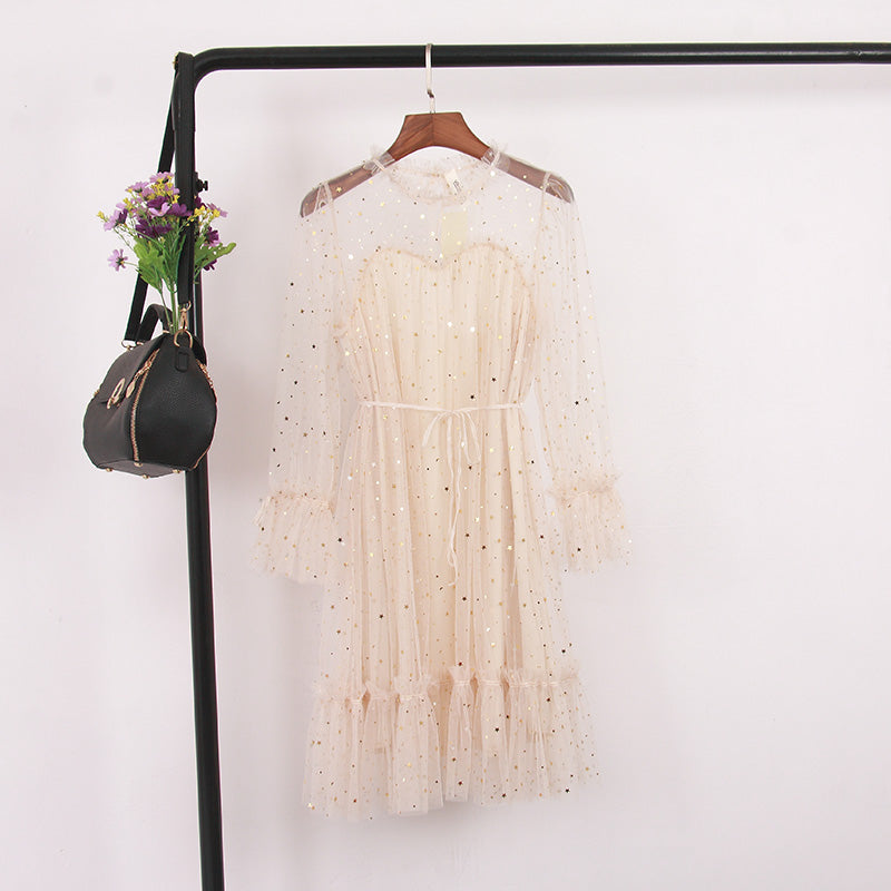 "4 COLORS FAIRY PAILLETTE LACE TULLE" DRESS H262