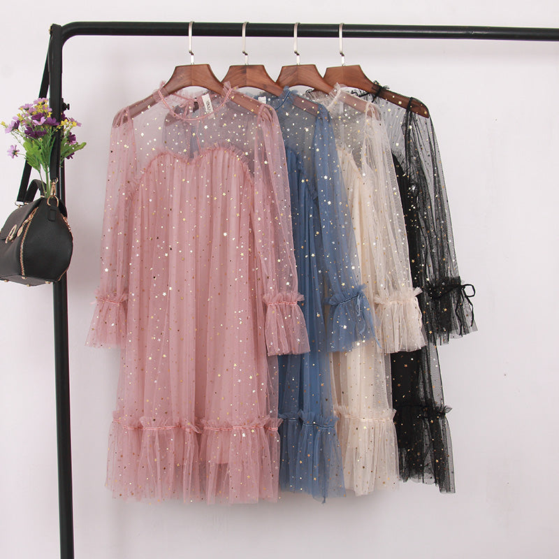 "4 COLORS FAIRY PAILLETTE LACE TULLE" DRESS H262