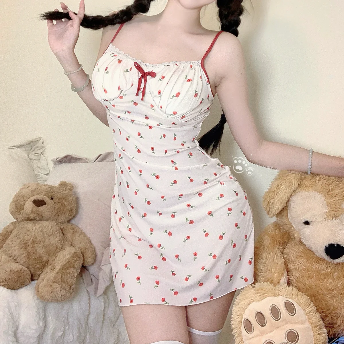 Floral suspender dress S458