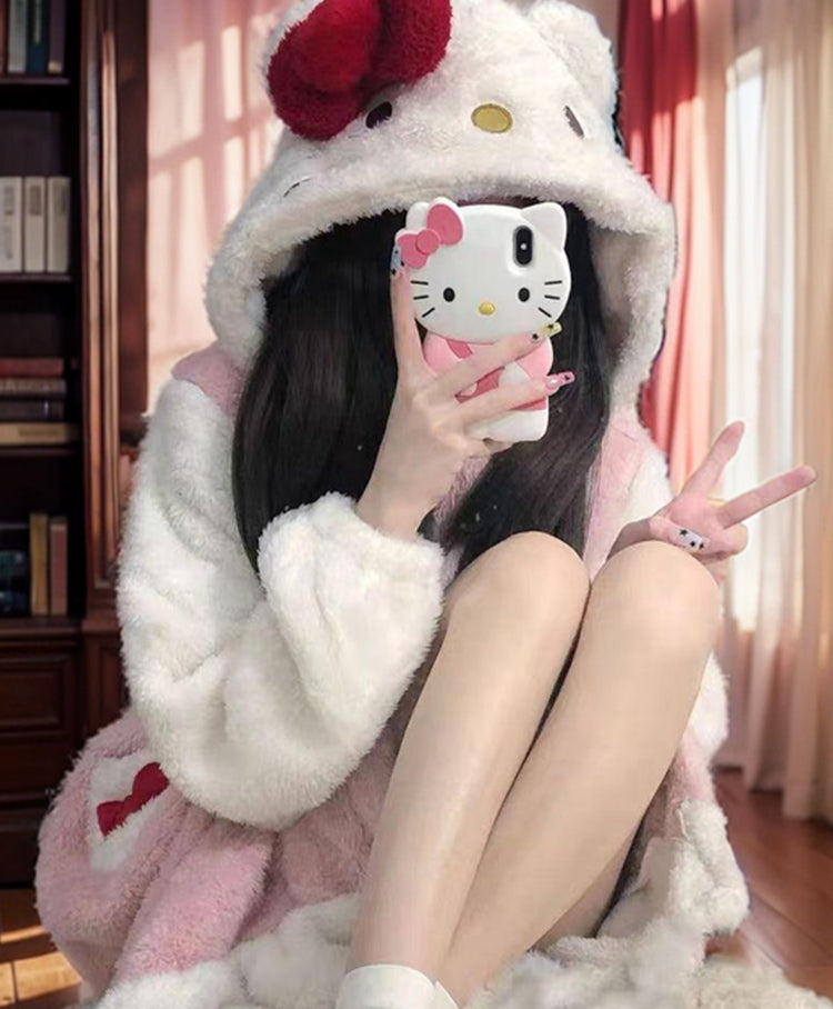 Cartoon cat plush pajamas S003