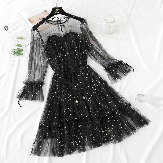 "4 COLORS FAIRY PAILLETTE LACE TULLE" DRESS H262