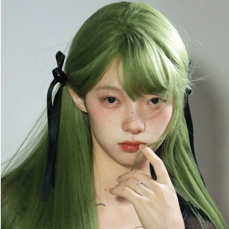 lolita green long wig S125