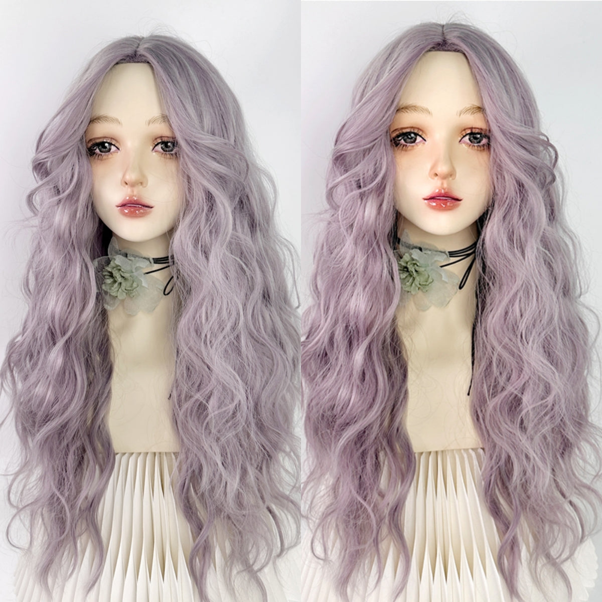 Purple curly wig W005