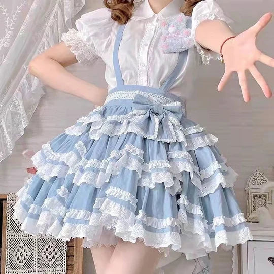 Sweet Cute Removable Strap Three-Part Lolita Cosplay Skirt SS2995