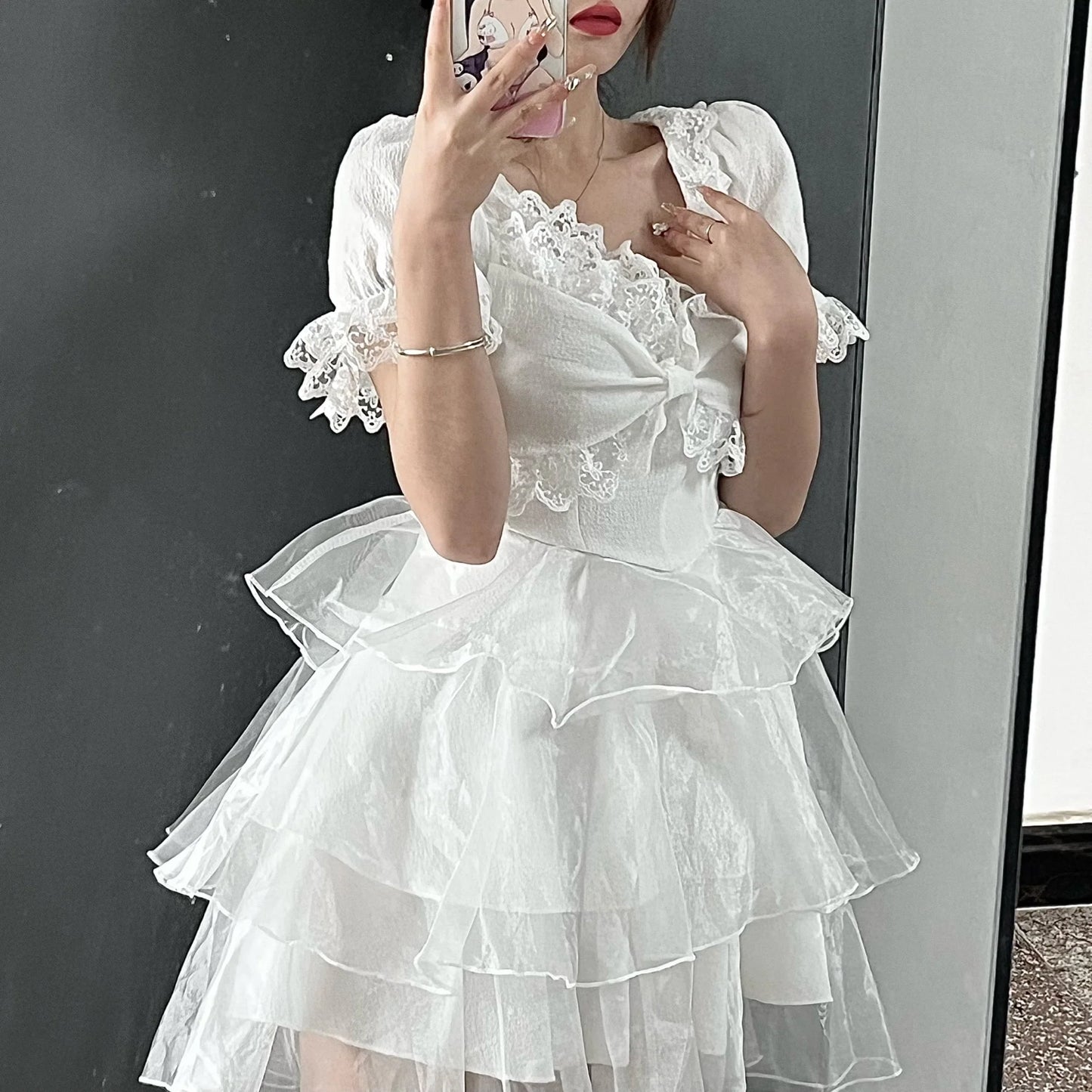 White Lace Organza Dress  SS3038