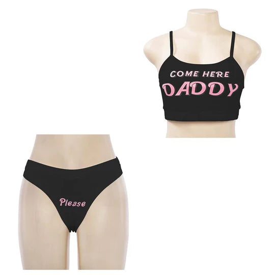 Come Here Please Letter Vest + Panties Underwear SS2984