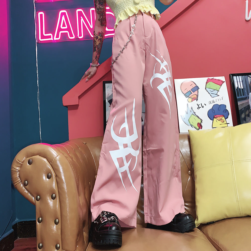 Hip Hop Pink Wide Leg Pants SS2024