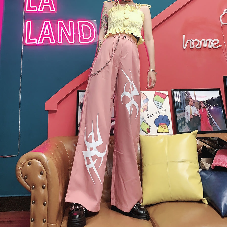 Hip Hop Pink Wide Leg Pants SS2024