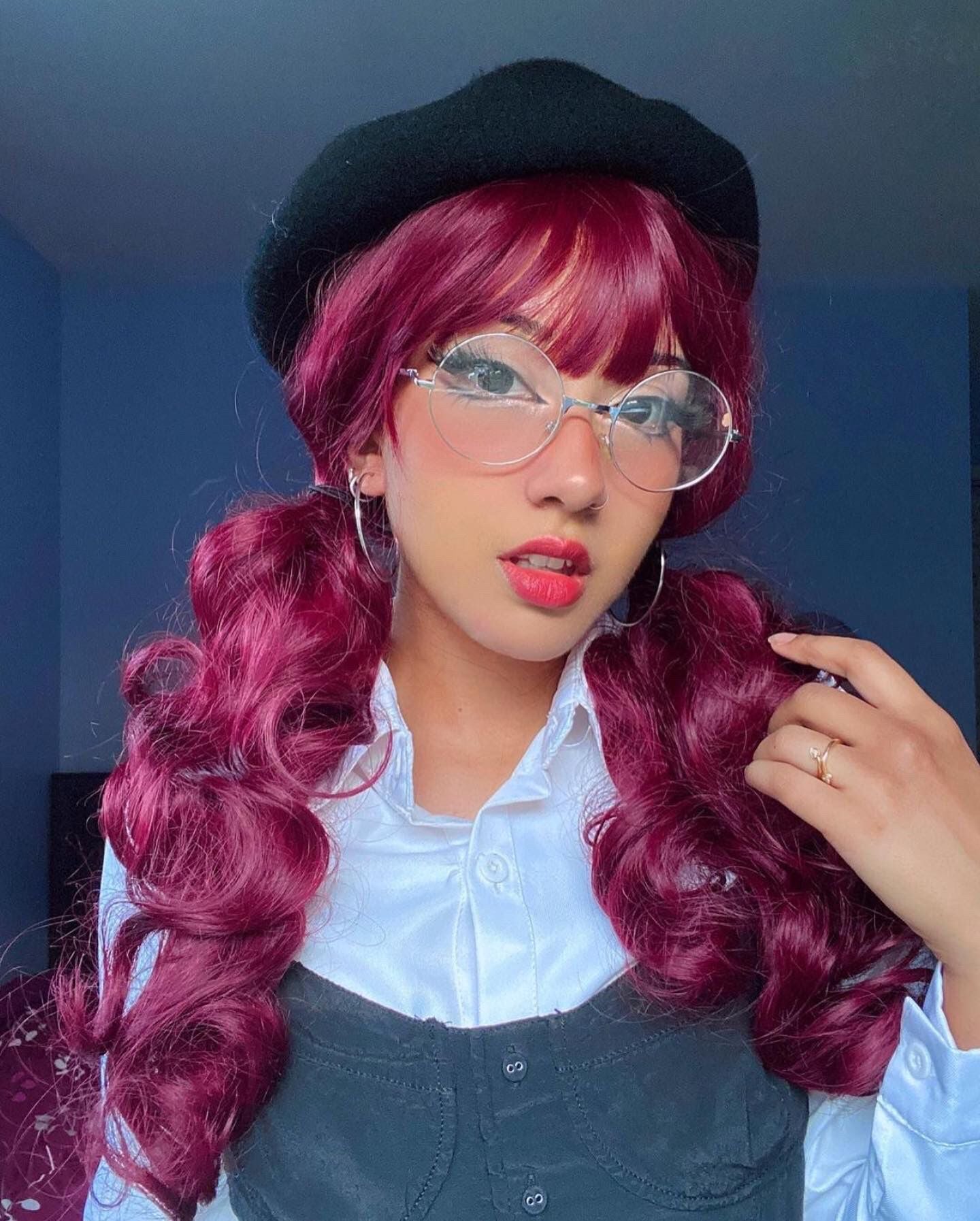 Lolita mid-length curly red wig  WS1272