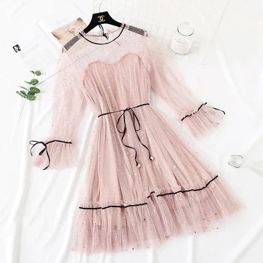 5 Colors Fairy Paillette Lace Tulle Dress SS2993