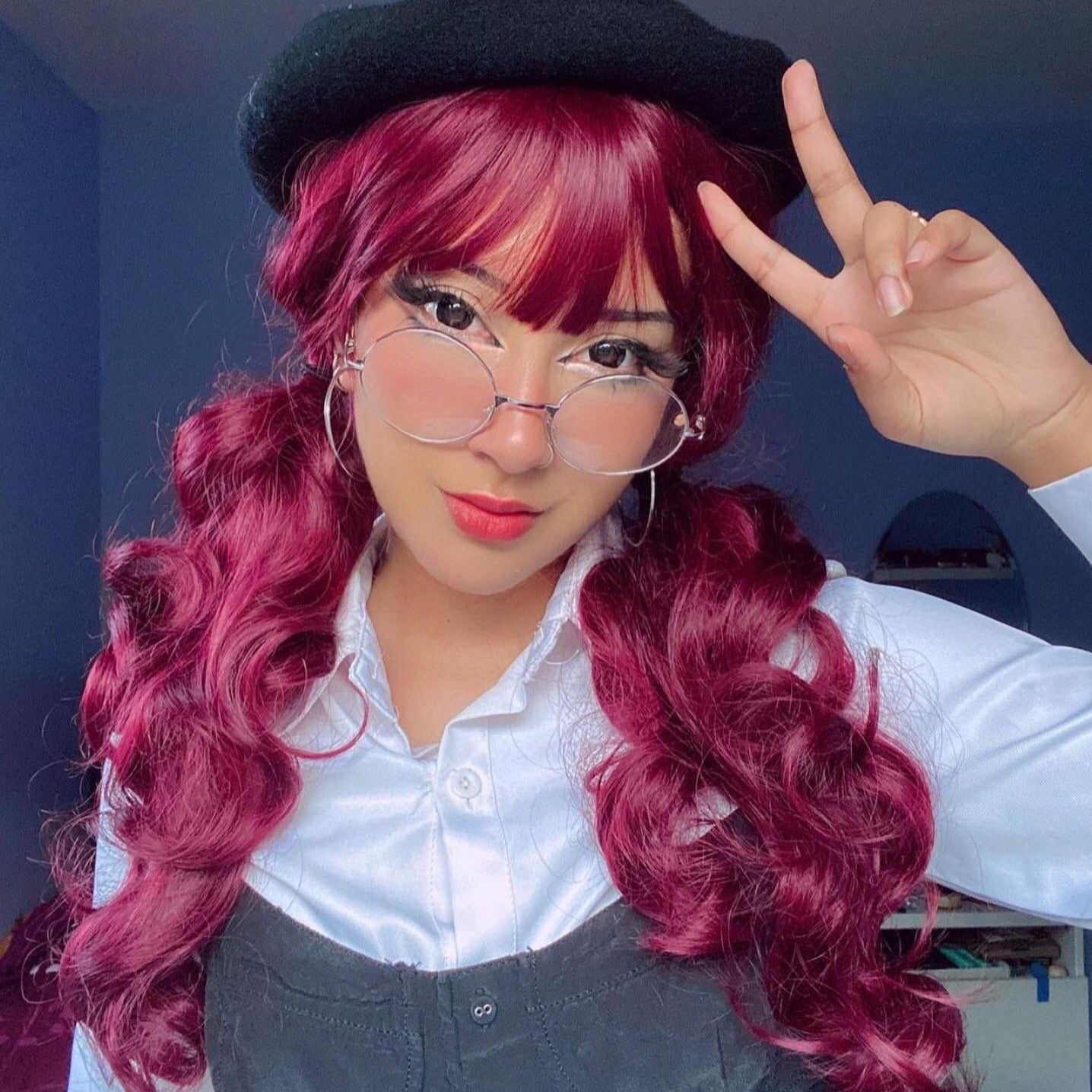 Lolita mid-length curly red wig  WS1272