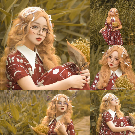 Lolita vintage golden curly wig WS2152