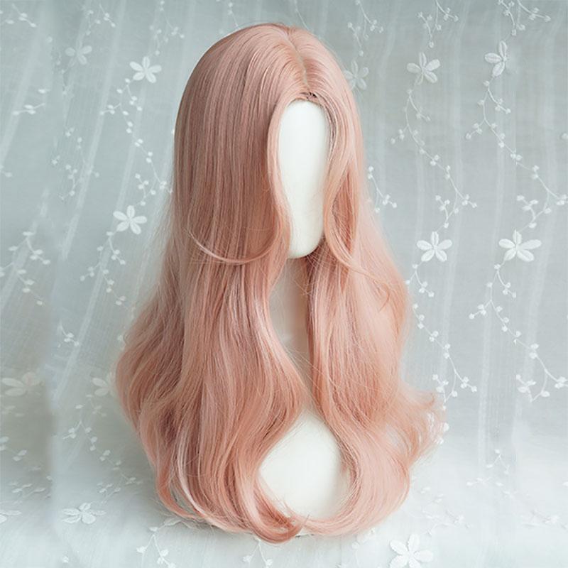 Lolita lotus root pink cute natural big wave wig WS1167