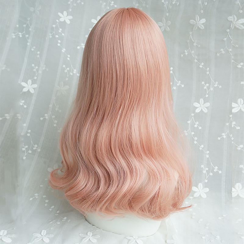 Lolita lotus root pink cute natural big wave wig WS1167