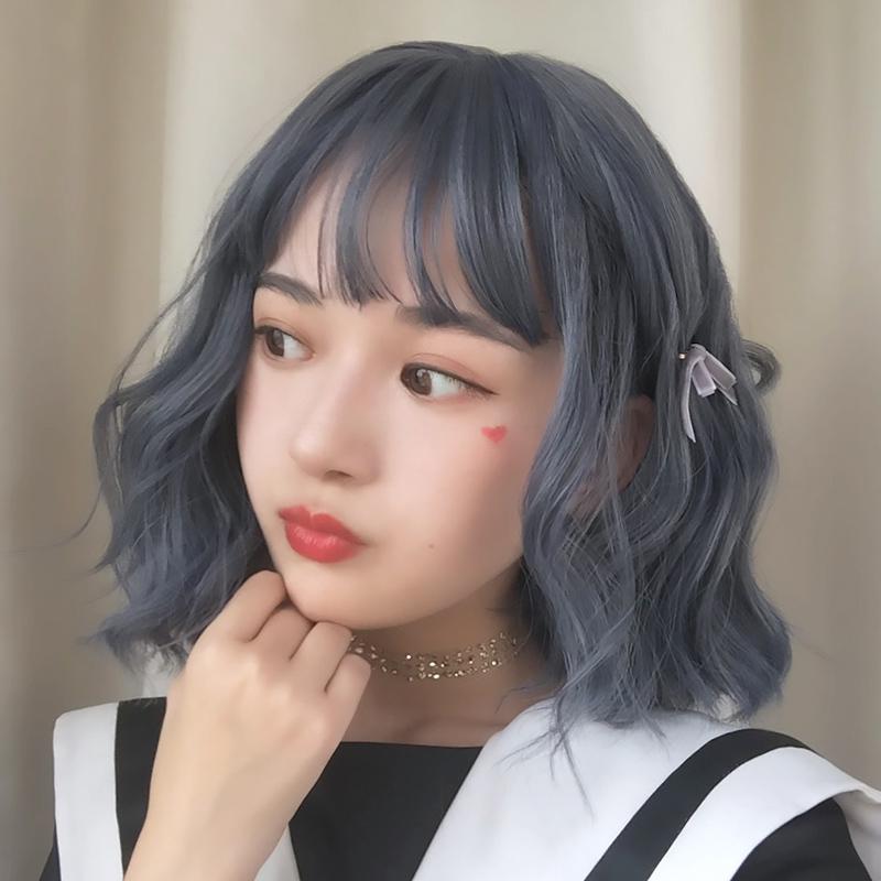 Cute blue gray short curly wig  WS1197