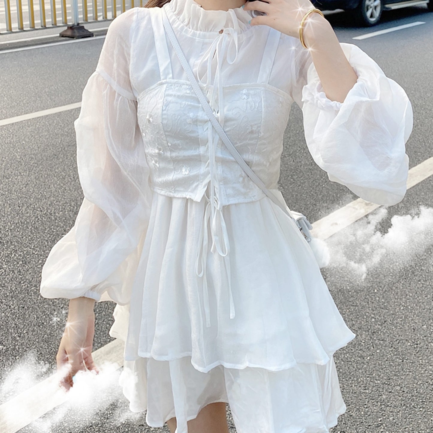 Cute and elegant little white dress SS2316