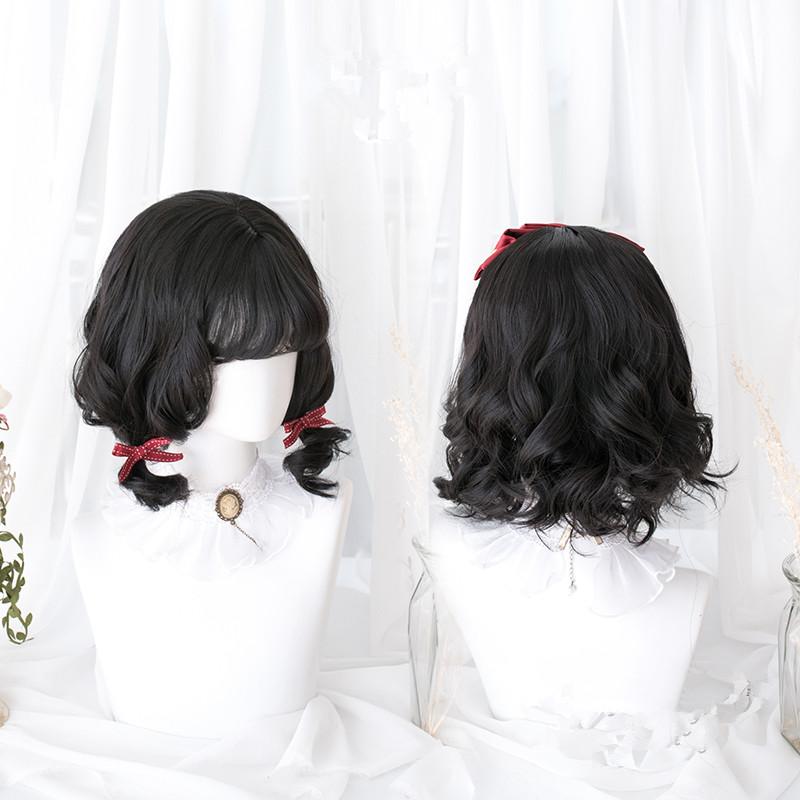 Lolita black short curly wig  WS2078