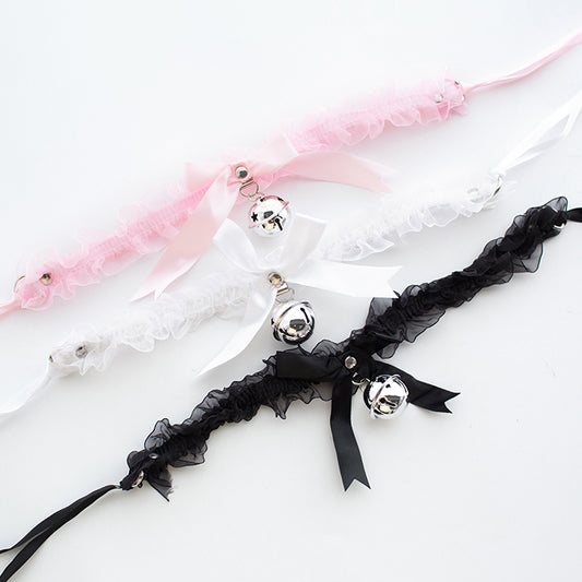 Big Bell Bowknot Cat Lace Neck Strap Traction SS1115