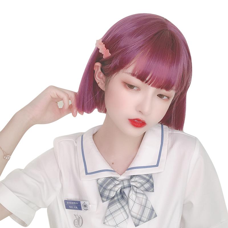 lolita short hair purple cute wig WS2135