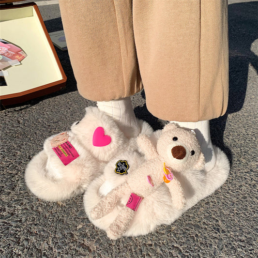 Cute bear plush slippers SS2722