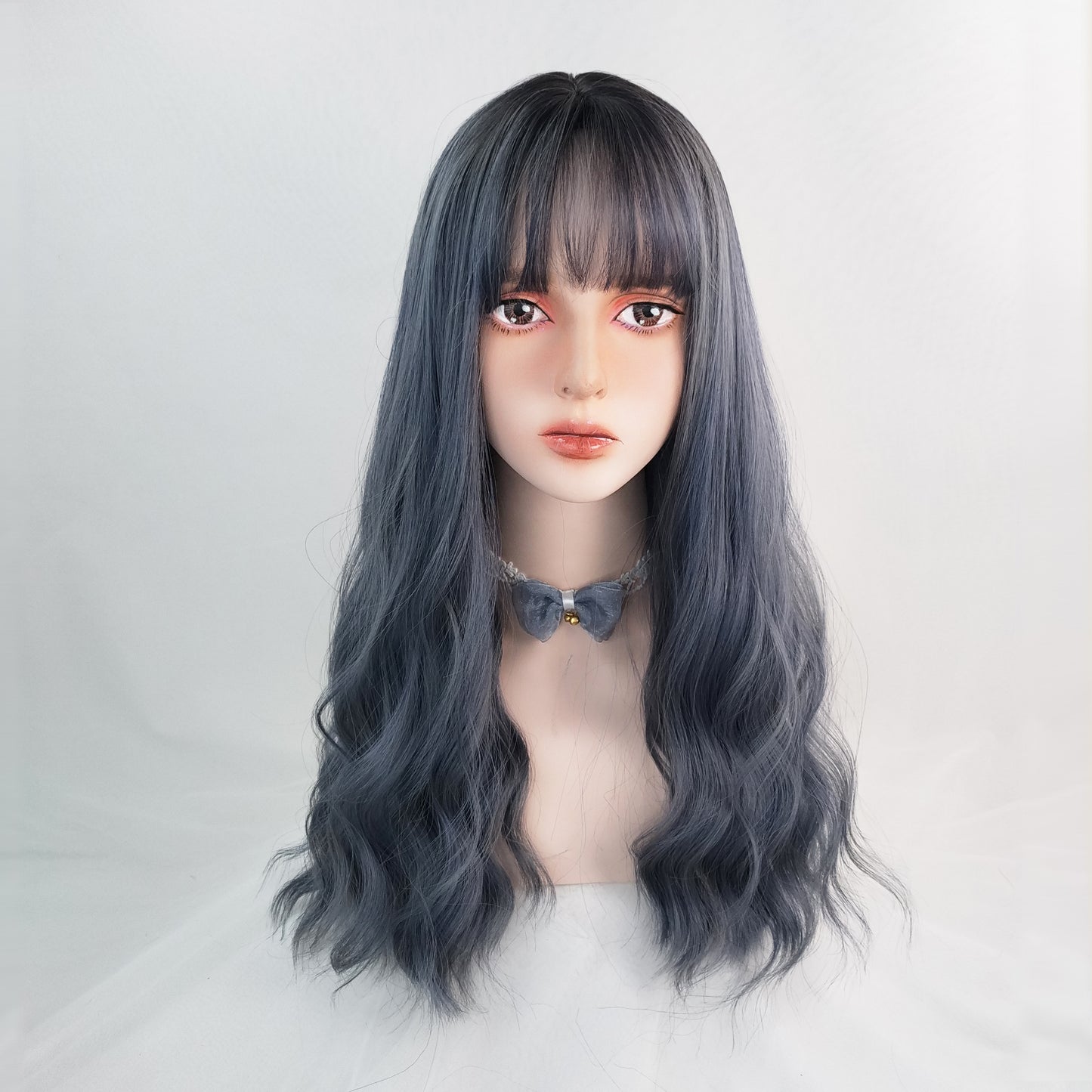 Lolita Blue Grey Long Curly Wig WS2233