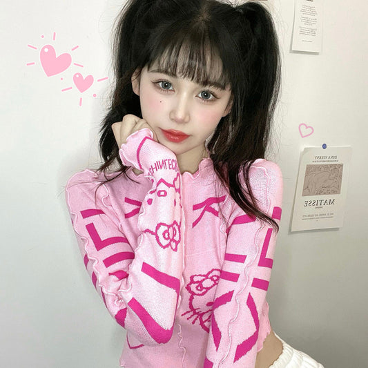 Pink sweater bottoming shirt SS2329