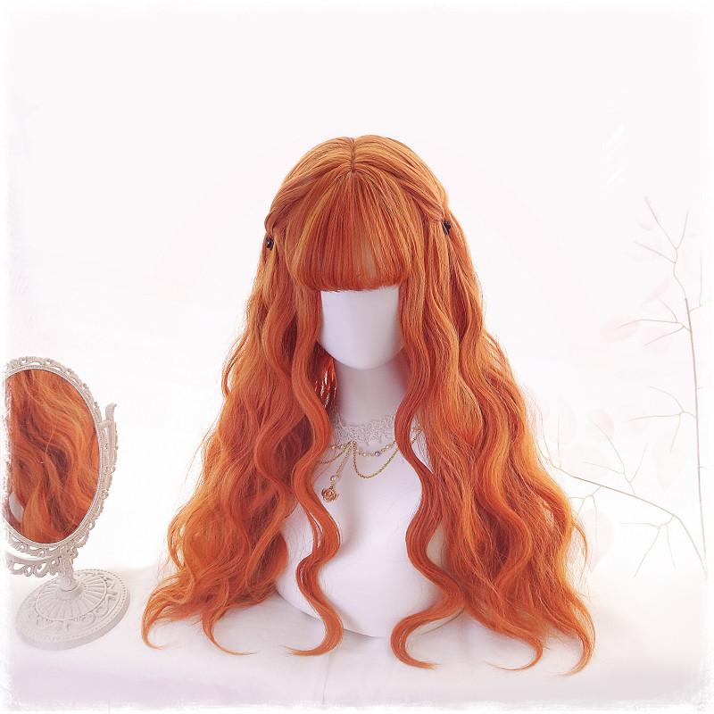 lolita double ponytail orange long curly wig WS2006