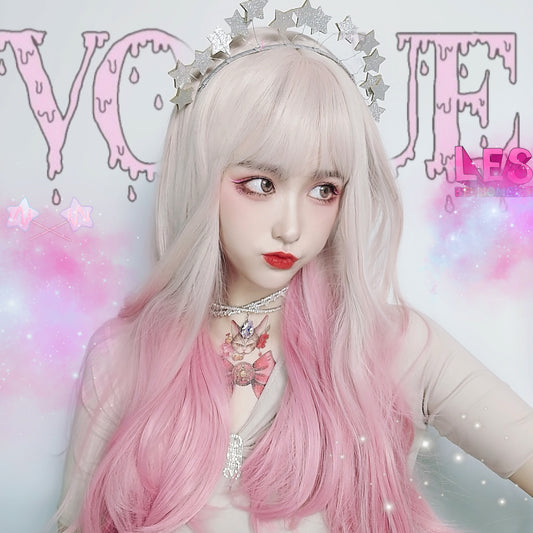 lolita pink gradient cute wig WS2261