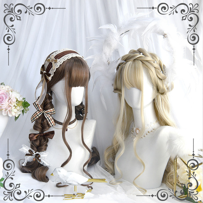 Lolita light golden brown long curly wig WS2197