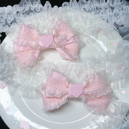 Pink Love Lace Bow Hair Clip SS3032