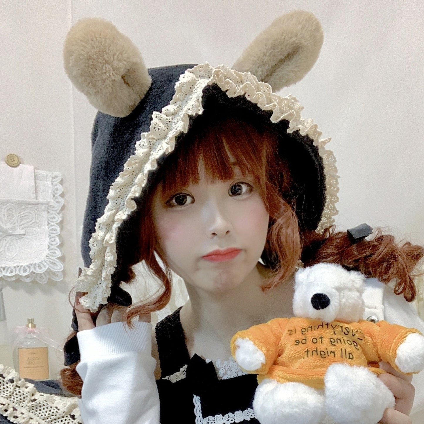 Plush warm rabbit ear hat  WS3039