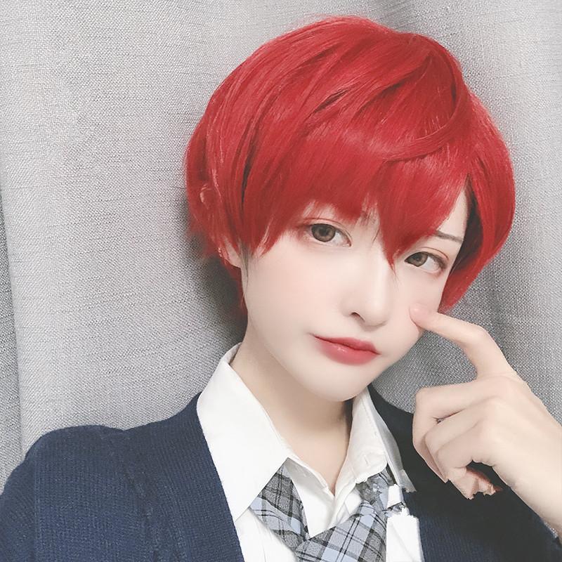 Male red short hair cool handsome wig WS2150