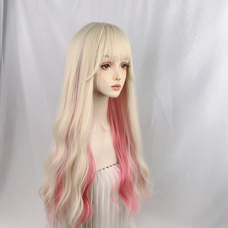 Vitality girl gradient peach pink wig WS2341