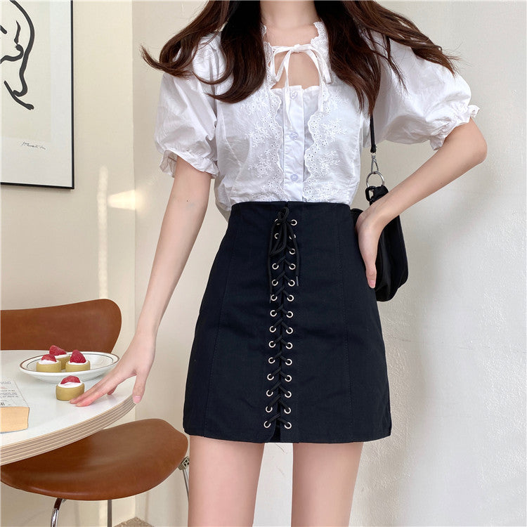 Sweet temperament lace-up skirt SS2523