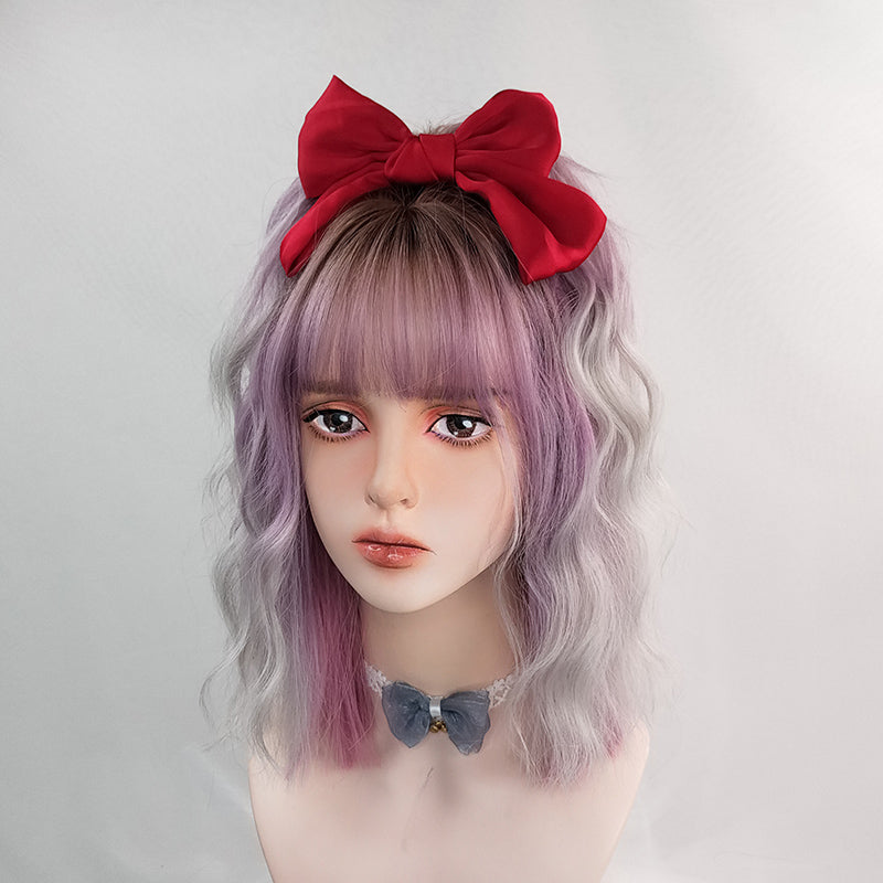 Personality Purple Medium Long Hair Wig WS2291