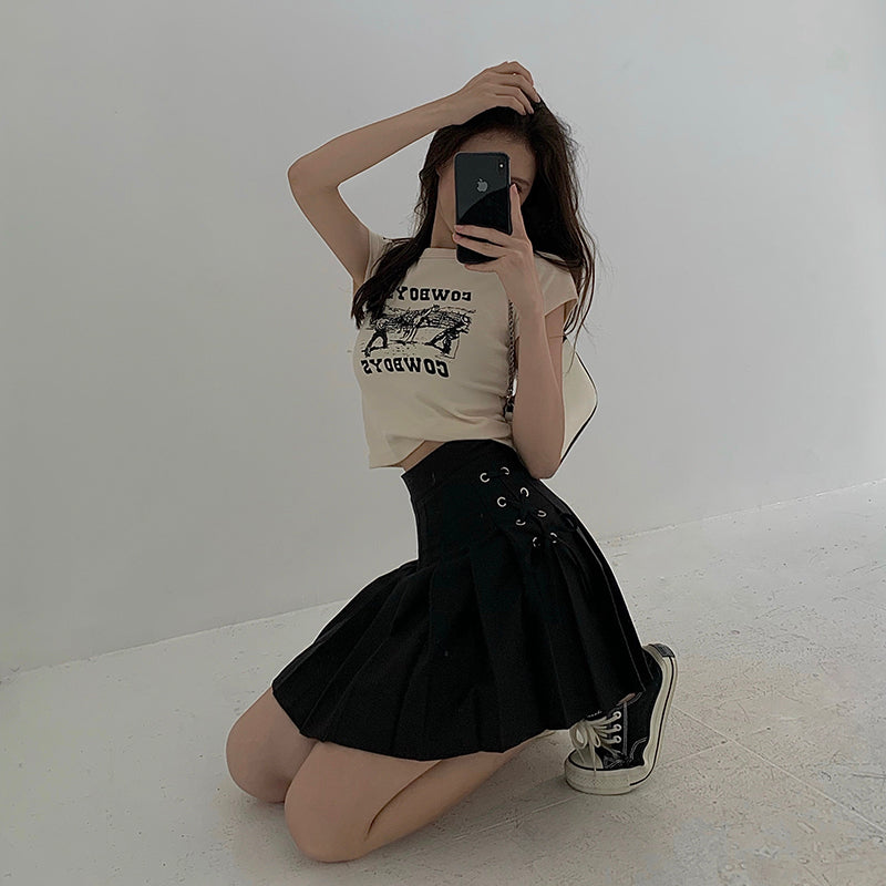 High-waisted retro pleated skirt SS2572