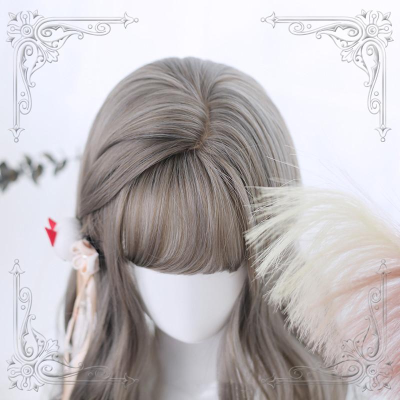 Lolita Milky Gray Long Wavy Curly Wig WS1056