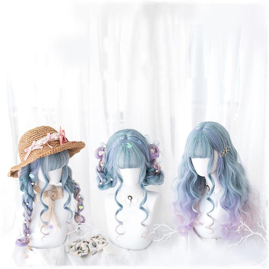 Harajuku lolita mixed color curly wig WS1094