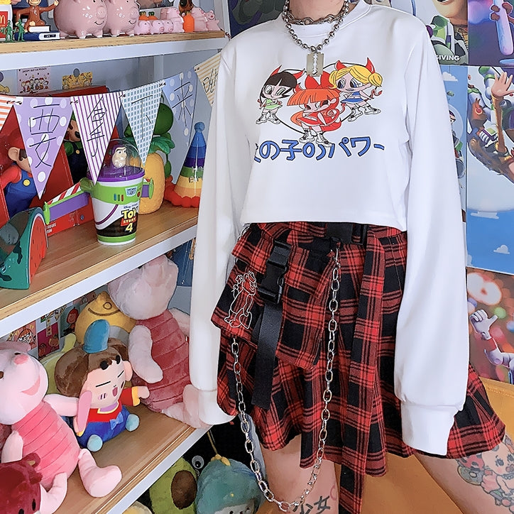 Punk red plaid skirt SS2030