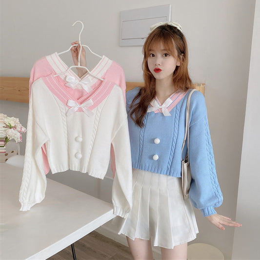 Sweet bow knit sweater top SS2465